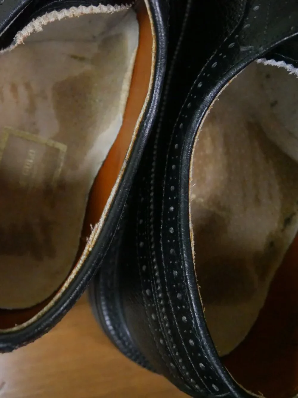 Stuart McGuire Black Wingtip Oxford Dress Shoes Mens Sz 13 Real Leather Vtg USA